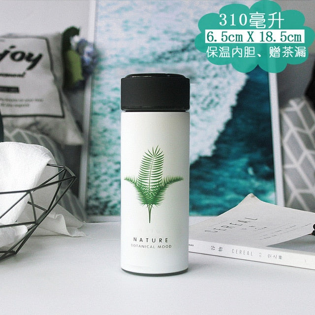 White Monstera Stainless Steel Thermal Water Bottle for Tea Coffee a Termos Tumbler Vacuum Flasks
