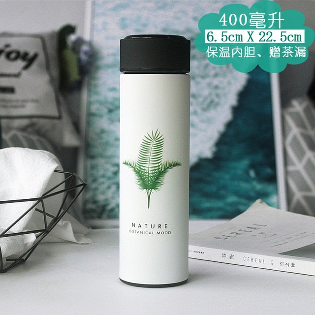 White Monstera Stainless Steel Thermal Water Bottle for Tea Coffee a Termos Tumbler Vacuum Flasks